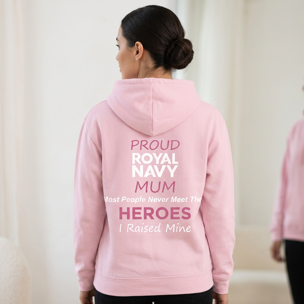 Proud Royal Navy Mum / Mam Zip-Up Hoodie – Baby Pink