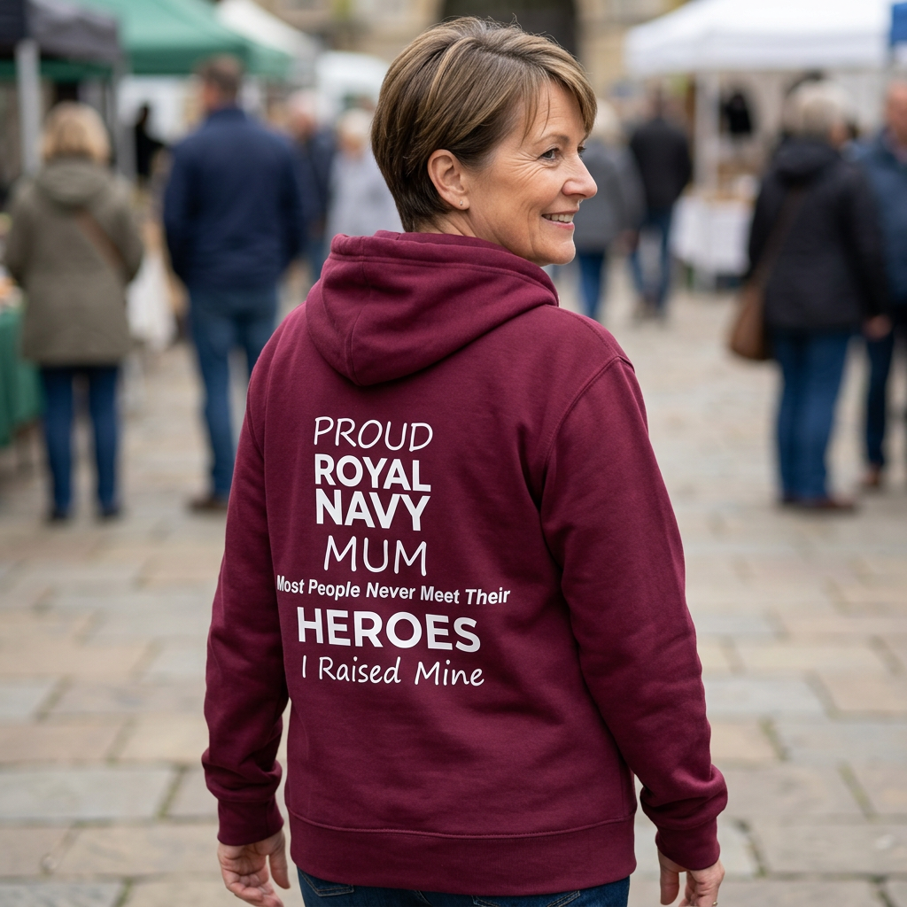 Proud Royal Navy Mum / Mam Zip-Up Hoodie – Burgundy