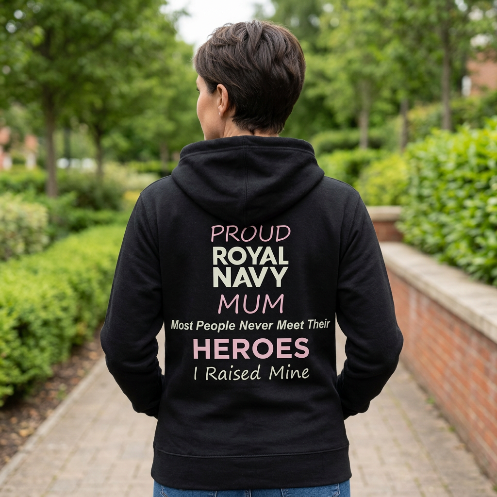 Proud Royal Navy Mum / Mam Zip-Up Hoodie – Jet Black
