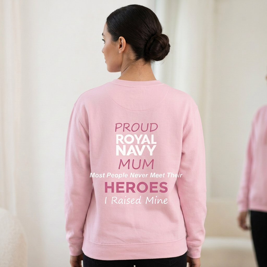 Proud Royal Navy Mum / Mam Sweatshirt – Baby Pink
