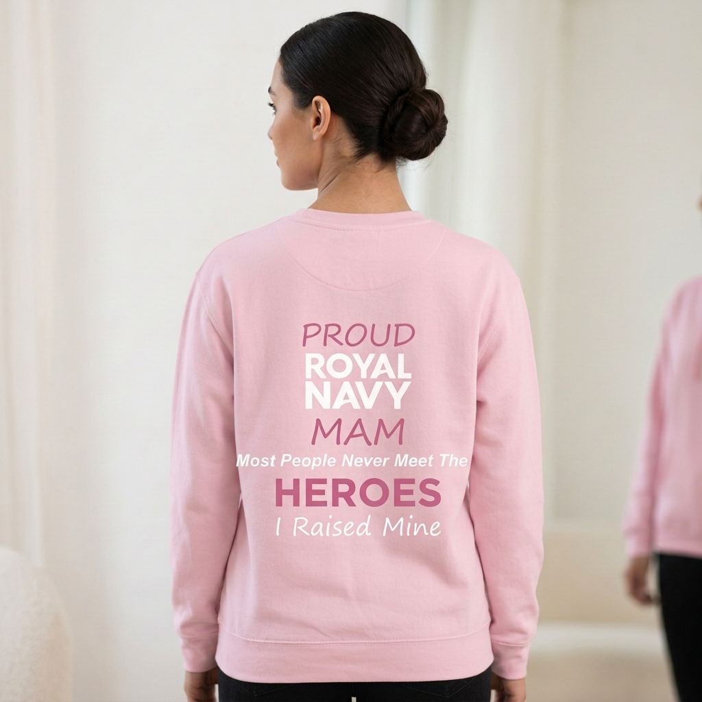 Proud Royal Navy Mum / Mam Sweatshirt – Baby Pink