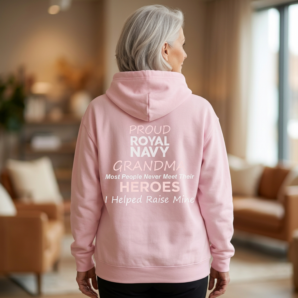 Proud Royal Navy Grandma Hoodie – Baby Pink