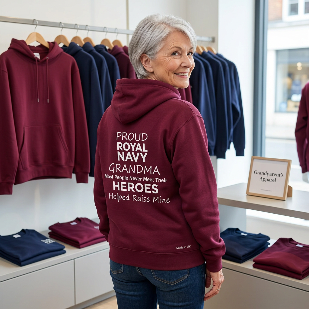 Proud Royal Navy Grandma Hoodie – Burgundy