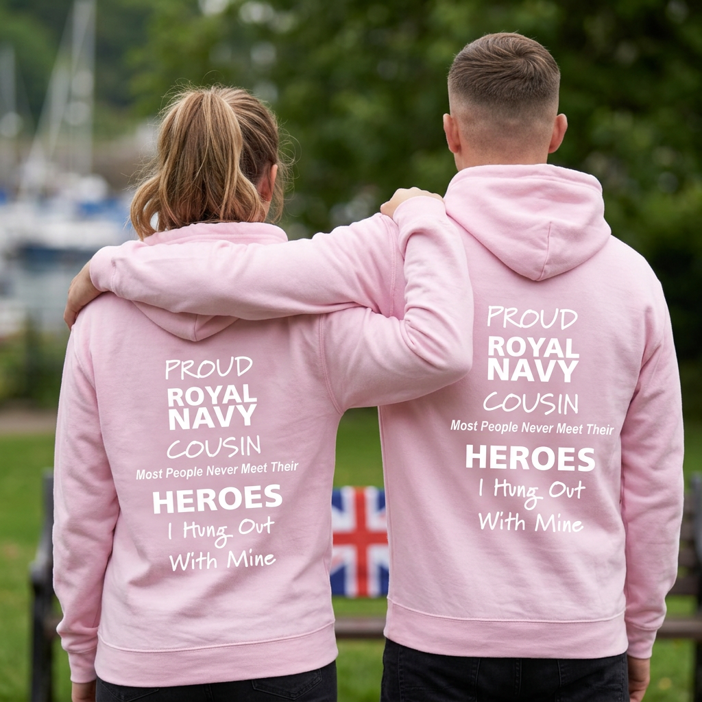 Proud Royal Navy Cousin Hoodies – Light Pink