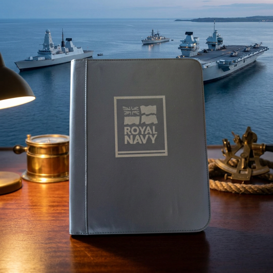 A4 Royal Navy Zip Folder