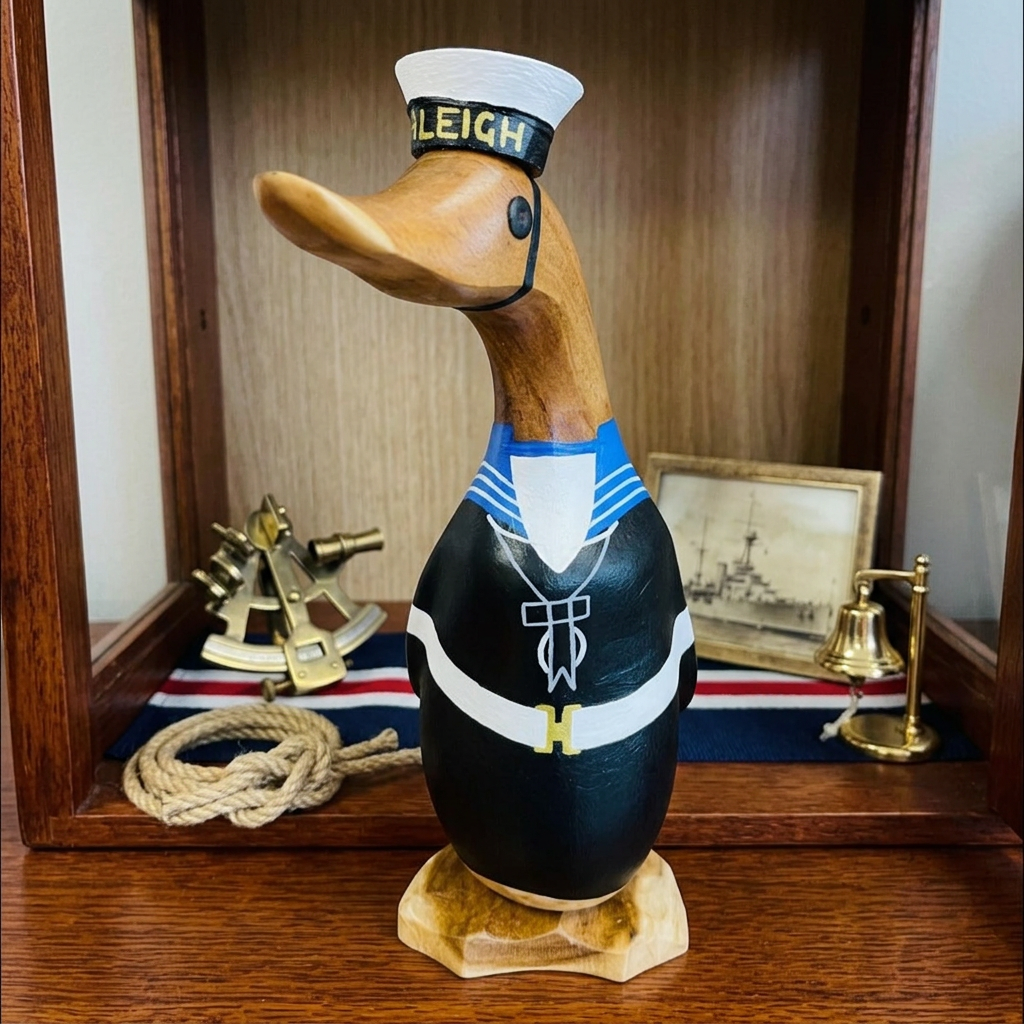 HMS Raleigh HM Duck ornament in sailor uniform