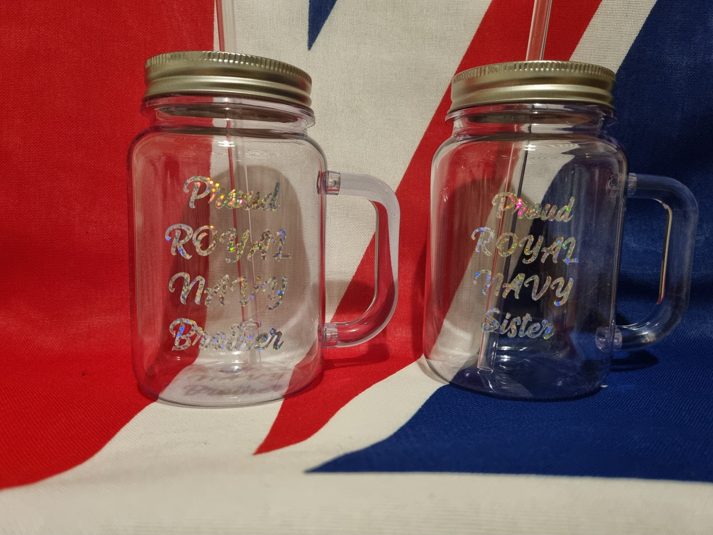 Plastic Reusable Proud Brother/Sister mason Drinking Jar