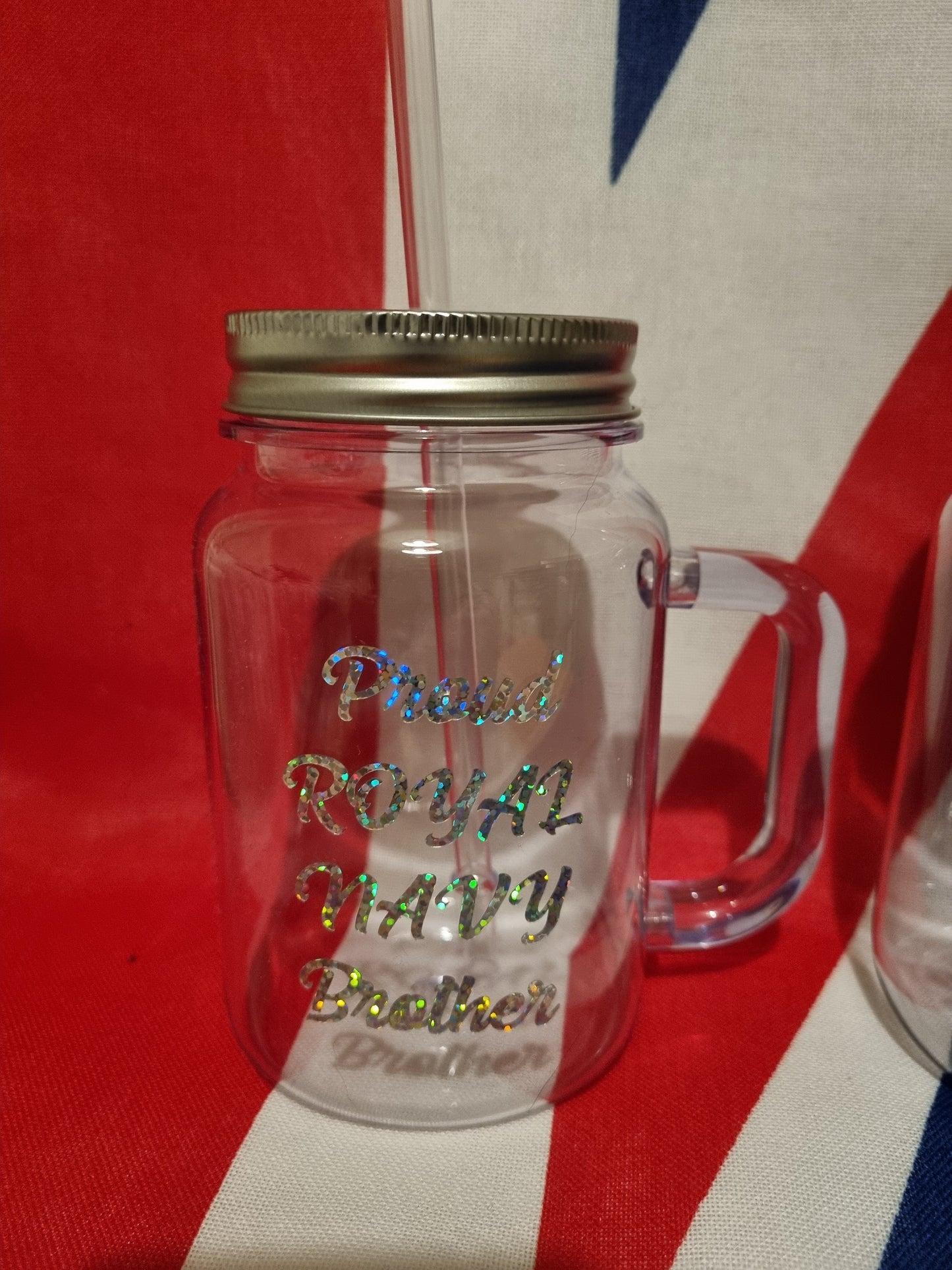 Plastic Reusable Proud Brother/Sister mason Drinking Jar