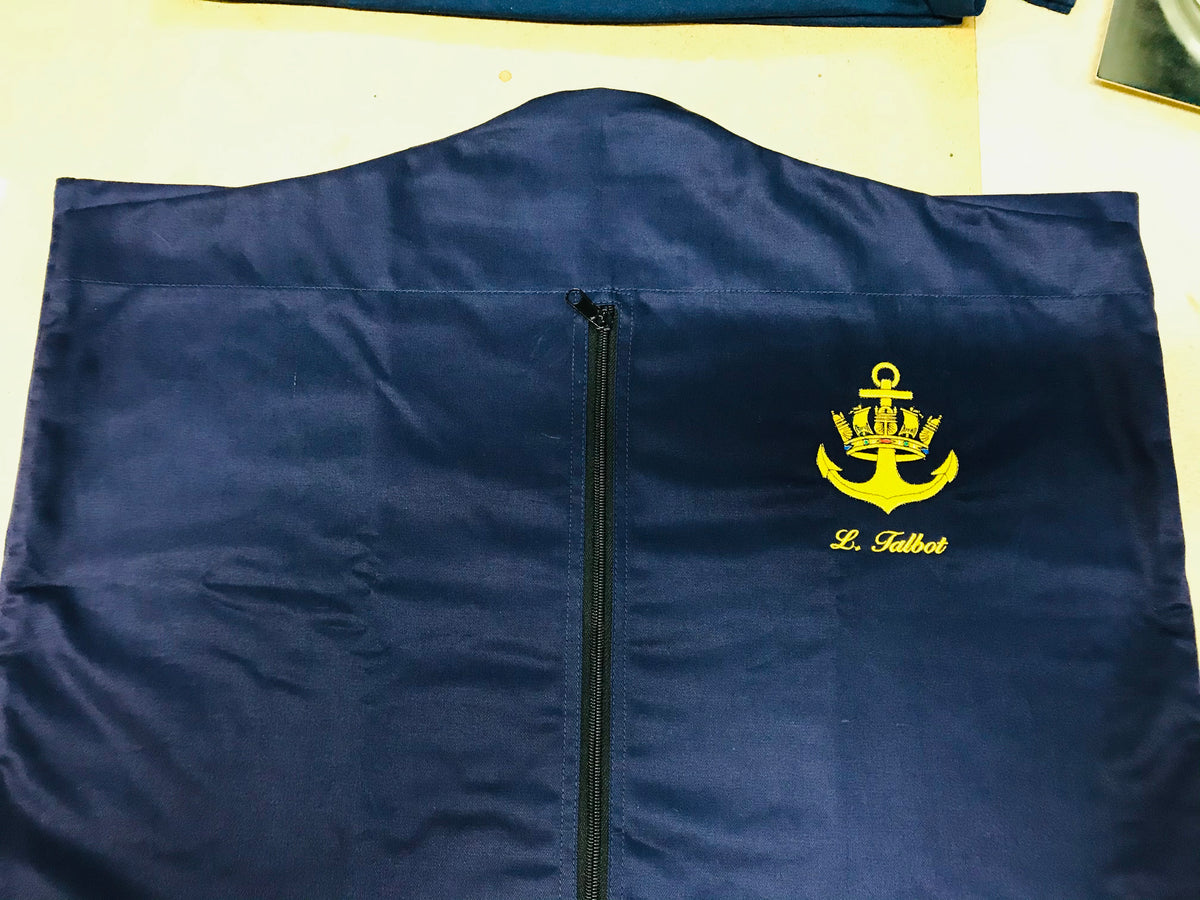 Personalised Royal Navy suit cover, another crest design
